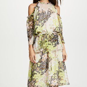 Opening Ceremony Floral Pearl Dress Acid Green